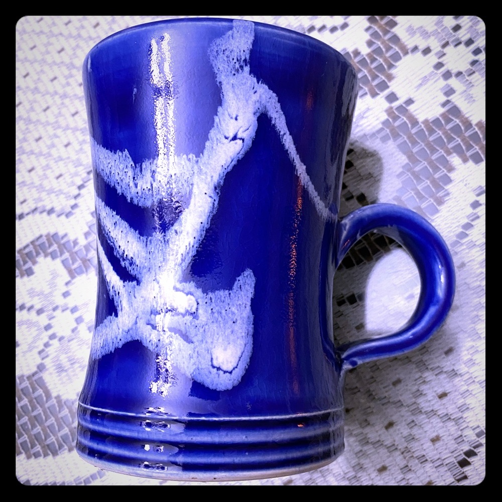 SIGNED HANDMADE BLUE POTTERY MUG